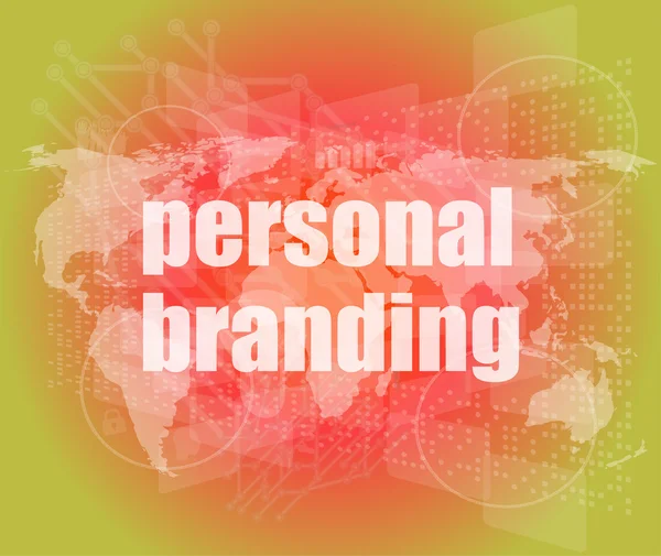 Concepto de marketing: palabras marca personal en la pantalla táctil digital — Foto de Stock
