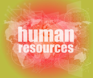Yönetim kavramı: dijital ekranda insan kaynakları kelimeleri