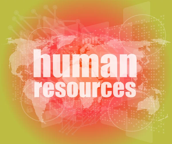 Conceito de gestão: palavras de recursos humanos na tela digital — Fotografia de Stock