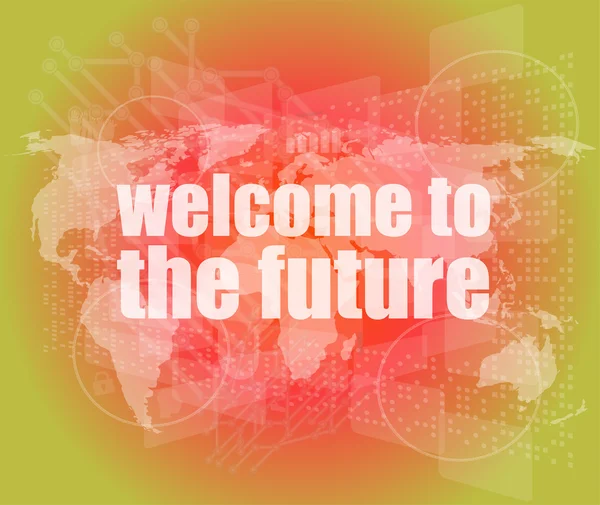 Concept de temps : mots Bienvenue dans le futur sur écran numérique, 3d — Photo