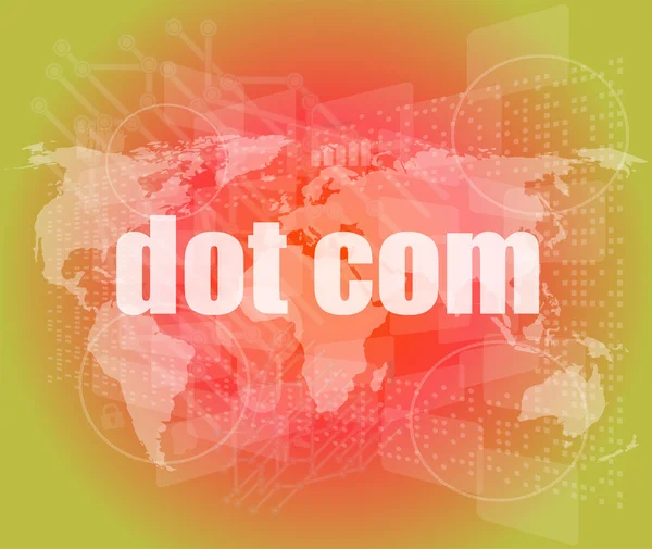 Слова dot com на цифровому екрані, концепція інформаційних технологій — стокове фото