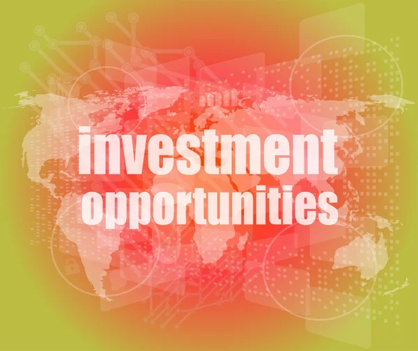 Business concept: words investment opportunities on digital screen, 3d — Stock Photo, Image