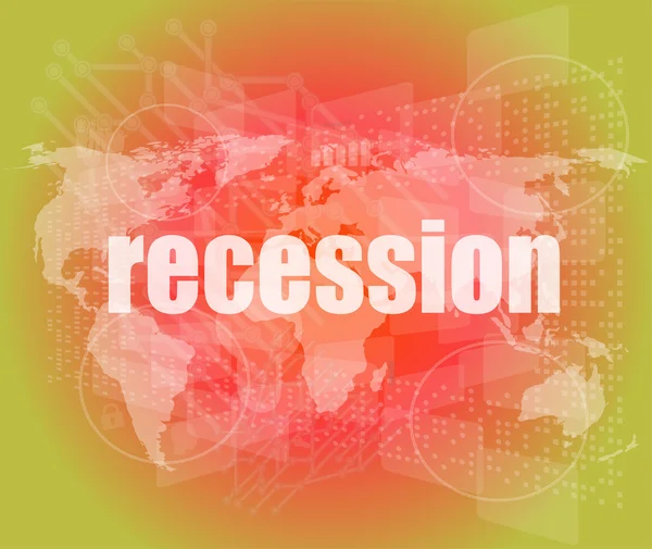 Business concept: words recession on business digital screen, 3d — Stock Photo, Image