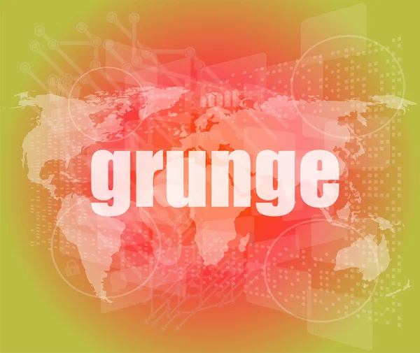 Grunge palavras na interface de tela de toque digital — Fotografia de Stock