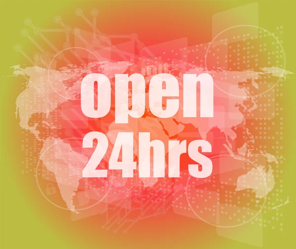Security concept: open 24 hours on digital screen — Stock Photo, Image