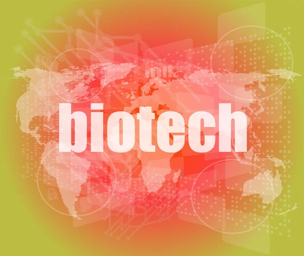 Biotech words on digital touch screen interface — Stock Photo, Image