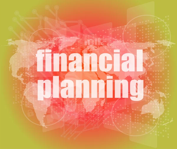 Business concept: words financial planning on digital screen — Stock Photo, Image