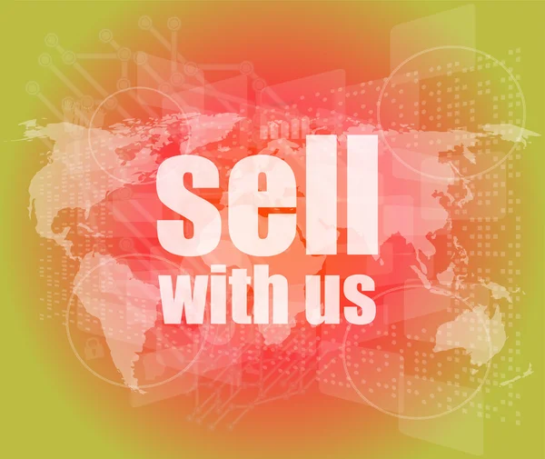 Vender com a gente palavra na tela digital — Fotografia de Stock