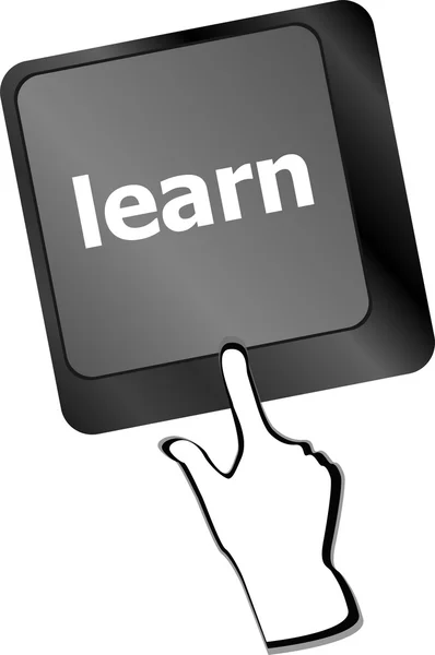 Teclado com chave Aprenda. Conceito de educação na Internet — Fotografia de Stock