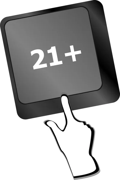 21 плюс кнопка на клавиатуре компьютера — стоковое фото