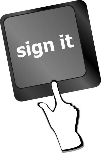 Podepsat nebo přihlásit koncept klávesou na klávesnici počítače — Stock fotografie