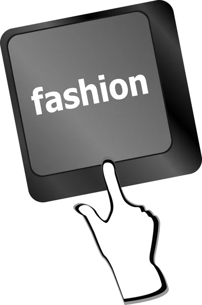 Computer keyboard key with fashion words - social background — Stock Photo, Image