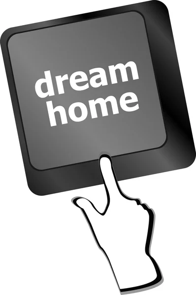 Computer toetsenbord met droom huissleutel - technologie achtergrond — Stockfoto