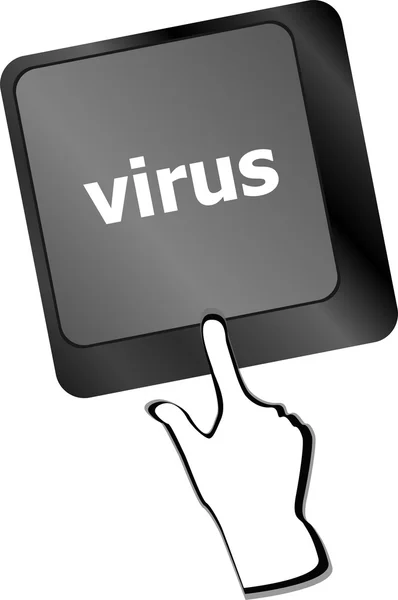 O botão de vírus no teclado de computador é um conceito — Fotografia de Stock