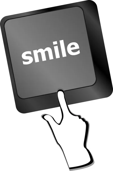 Teclado de ordenador con palabras de sonrisa en la tecla - concepto de negocio — Foto de Stock