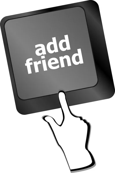 添加好友按钮的键盘，社交网络的概念 — 图库照片