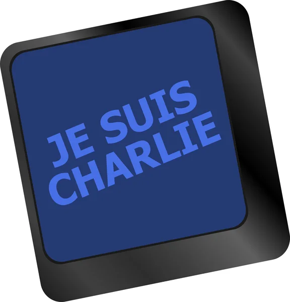 Je Suis Charlie texto sobre teclas de teclado, movimento contra o terrorismo — Fotografia de Stock