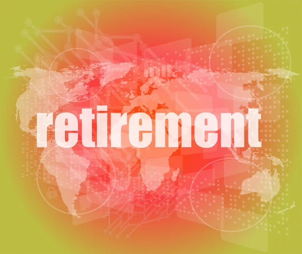 Pensionering ord på digital pekskärm, affärsidé — Stockfoto
