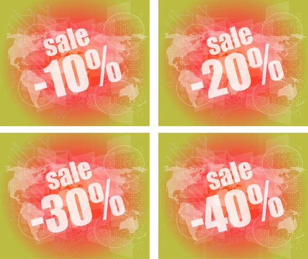 Set of sale percentage words on business digital touch screen — Stock Photo, Image