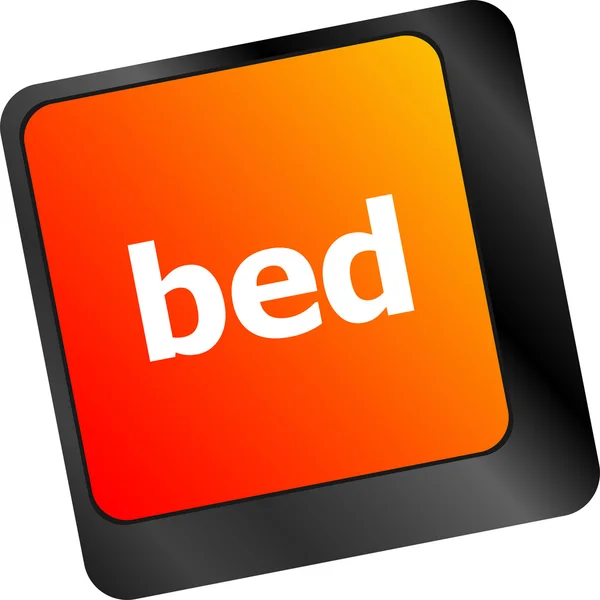 Palabra de cama en la tecla del teclado, botón del ordenador portátil — Foto de Stock