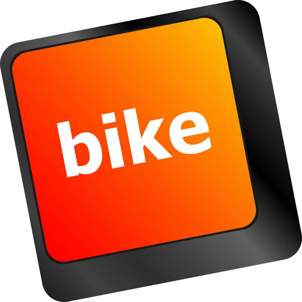Ποδήλατο λέξη στο πληκτρολόγιο κλειδί, φορητό υπολογιστή κουμπί — Φωτογραφία Αρχείου
