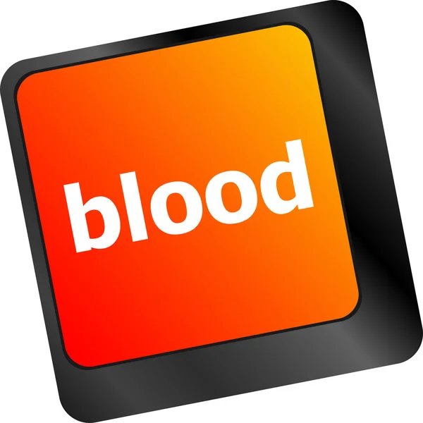 Blood button on computer pc keyboard key — Stock Photo, Image