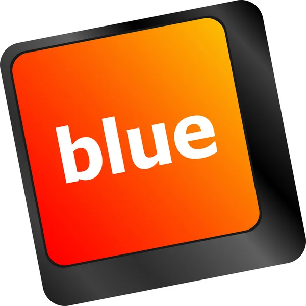 Blue button on computer pc keyboard key — Stock Photo, Image