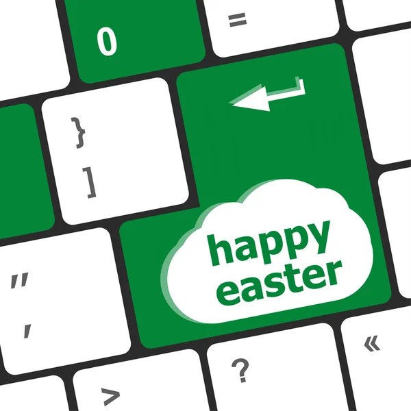 Feliz botón de texto de Pascua en el teclado — Foto de Stock