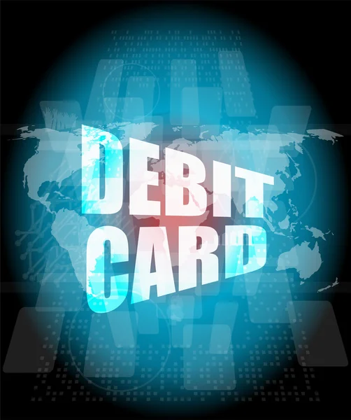 ( 영어 ) Word debit card on digital touch screen — 스톡 사진