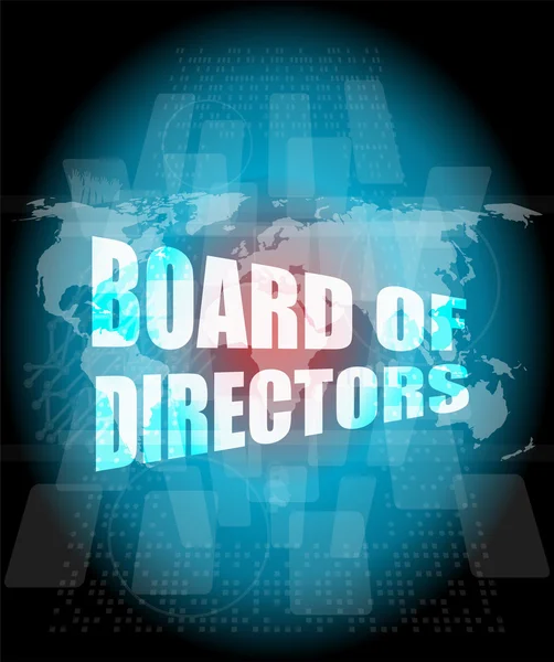 Board of directors words on digital screen background with world map — Stock Photo, Image