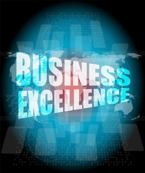 Business excellence words on digital touch screen with world maps — Stock Photo, Image