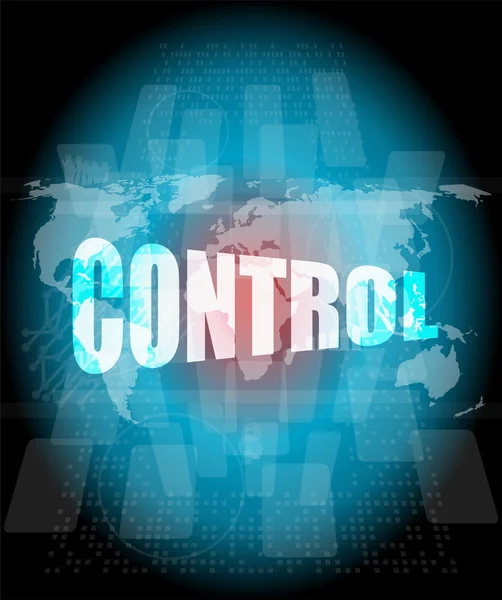 Control word on digital tiuch screen interface hi technology — Stock Photo, Image