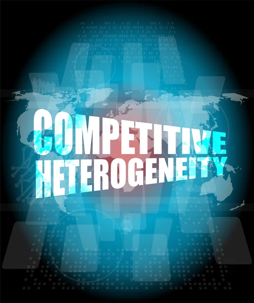 Konkurencyjne słowo heterogeniczności na cyfrowym ekranie dotykowym biznesu — Zdjęcie stockowe
