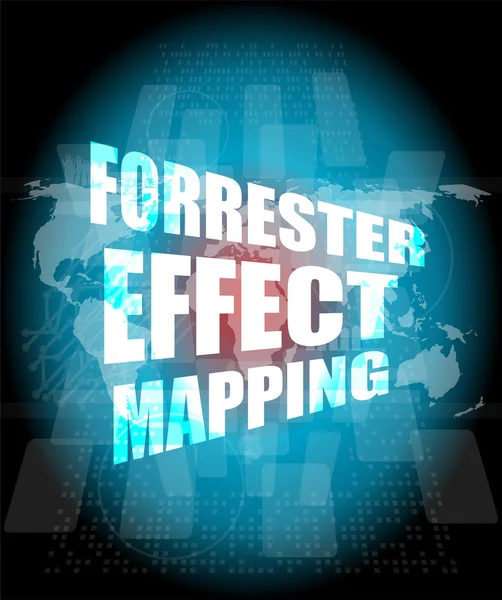 Management concept: forrester effect mapping words on digital screen — Stock Photo, Image