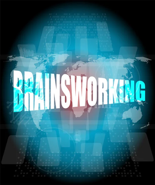 Ord hjärnorarbetar på pekskärm teknik bakgrund — Stockfoto
