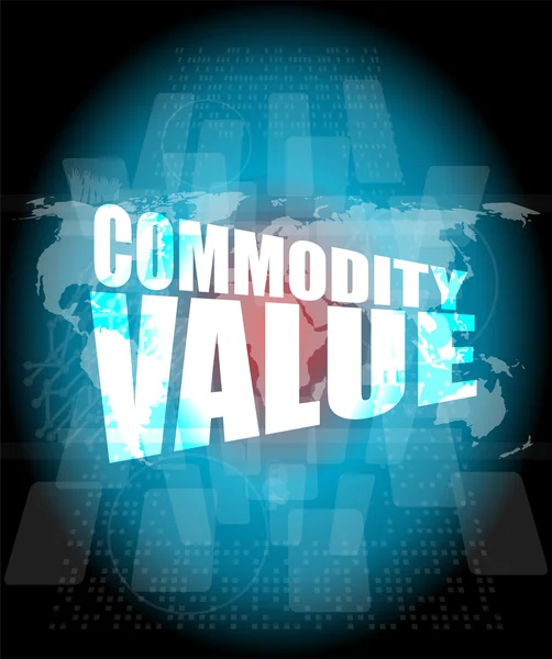 Management concept: commodity value words on digital screen — Stock Photo, Image