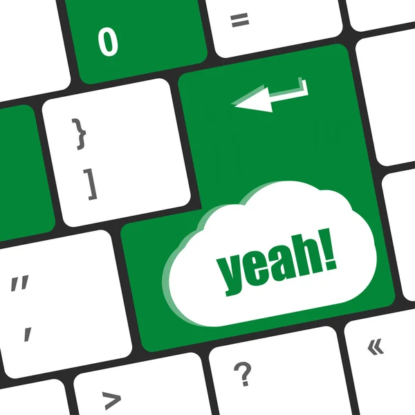 Yeah word on computer keyboard key — Stock Photo, Image