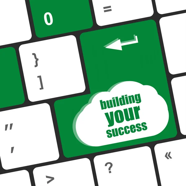 Building your success words on button or key showing motivation for job or business — Stock Photo, Image