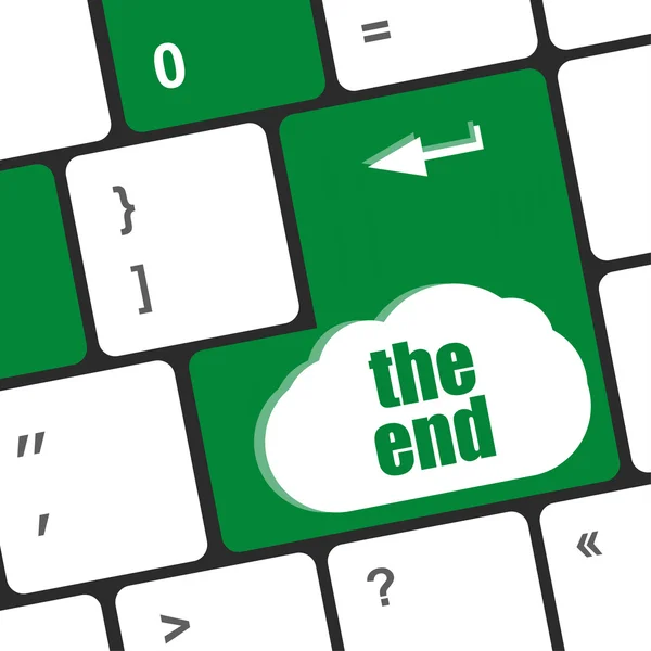 Клавиатура компьютера с одной клавишей, показывающей предупреждающие слова в конце — стоковое фото