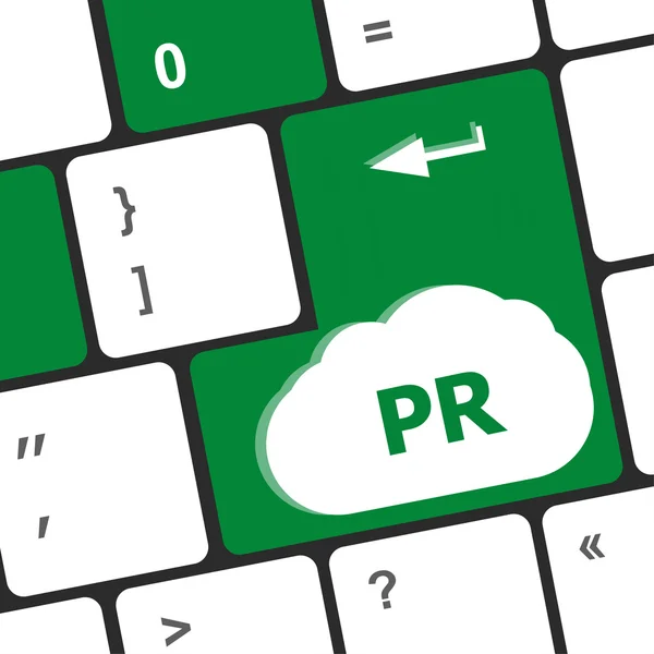 Concepto de marketing: teclado de ordenador con palabra PR — Foto de Stock