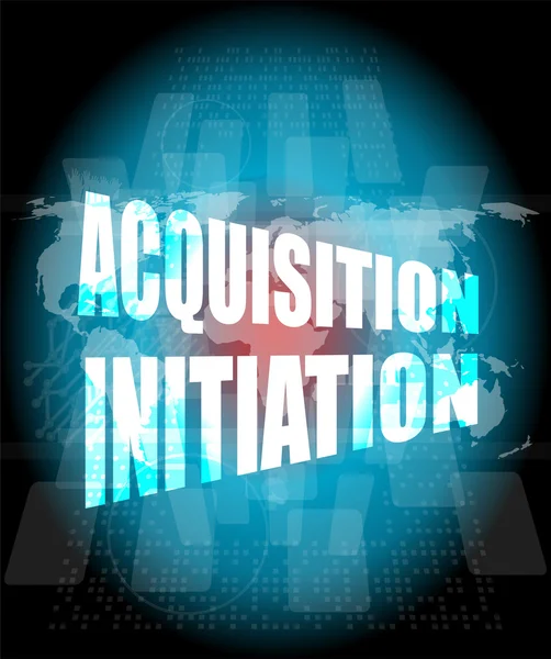 Acquisition initiation word on digital screen. financial background — Stock Photo, Image