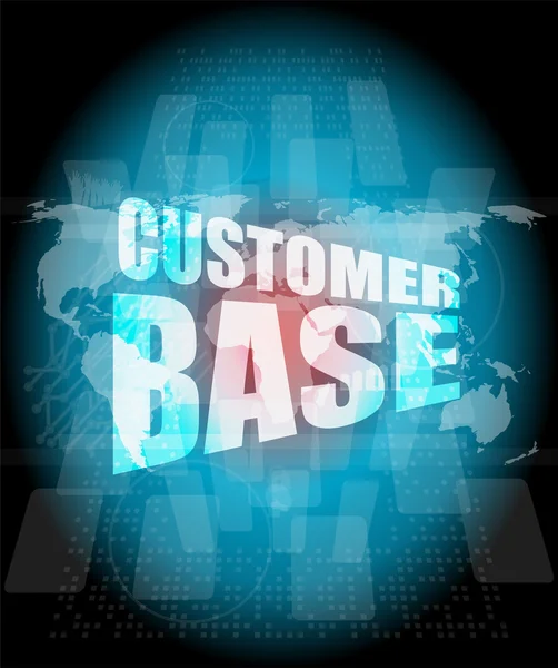 Customer base words on digital screen with world map — Stock Photo, Image