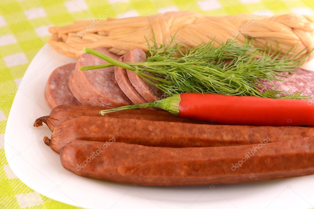 salami, sausages and red pepper