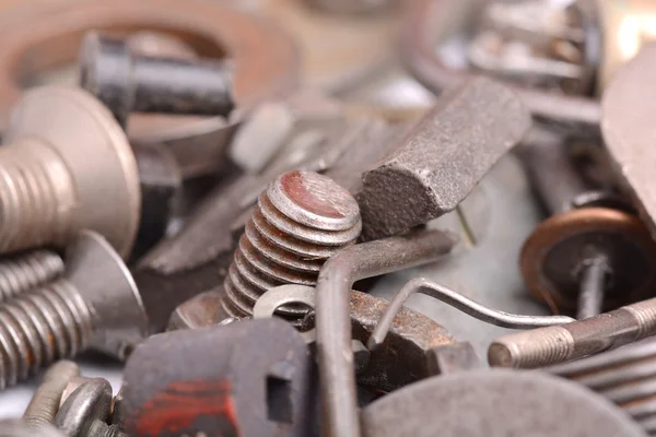Different screws and other parts, close up — Stock Photo, Image