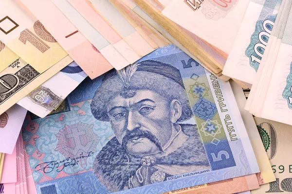Европейские деньги, украинские деньги — стоковое фото