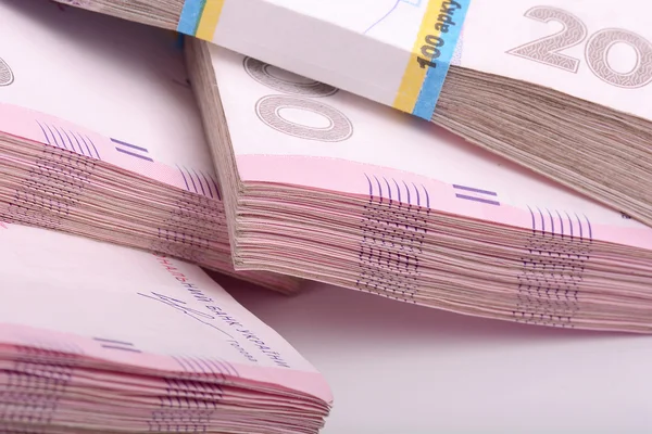 Куча украинских денег, украинская гривна — стоковое фото