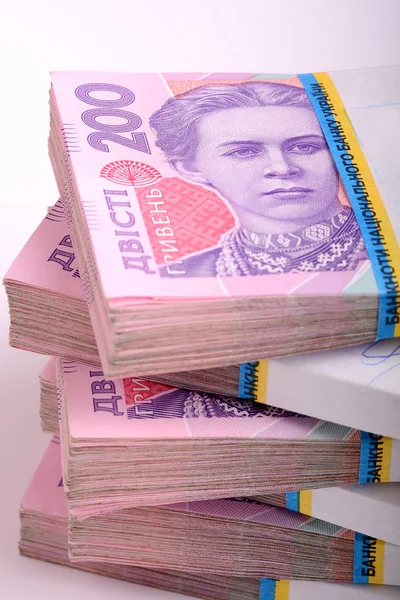 Haufen ukrainischen Geldes, ukrainische Griwna — Stockfoto