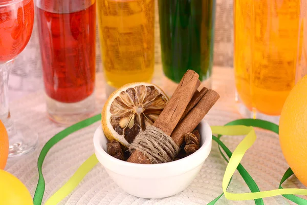 Old fruits on white plate and juice — Stock Photo, Image