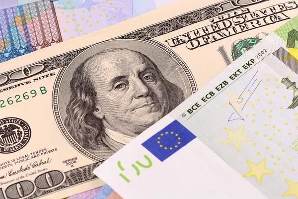 Avrupa ve Amerikan para arka plan — Stok fotoğraf