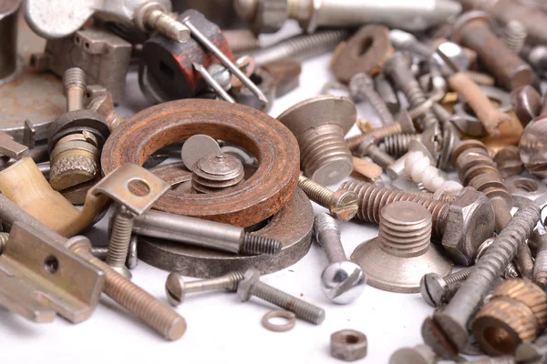 Different screws and other parts, close up — Stock Photo, Image